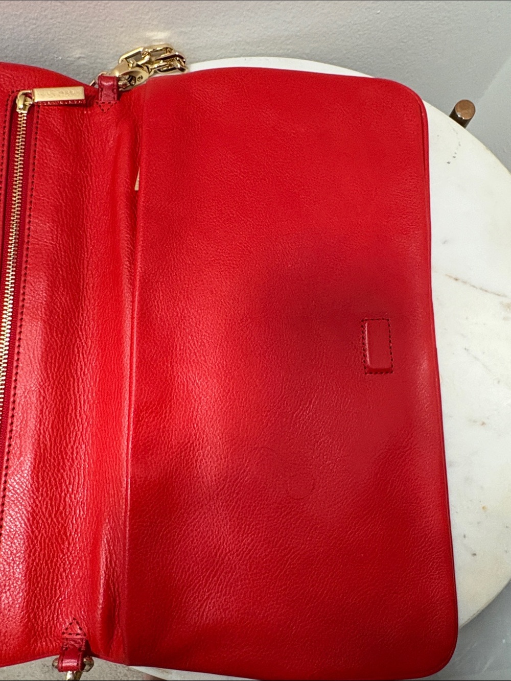 Tory Burch Red Leather Logo Chain Shoulder Bag with Gold Hardware - Picture 5 of 8